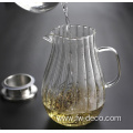 custom ribbed transparent Heat-resistant glass tea pot